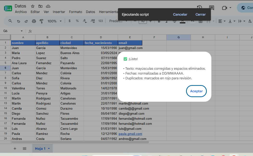 Herramienta de Limpieza de Datos para Google Sheets